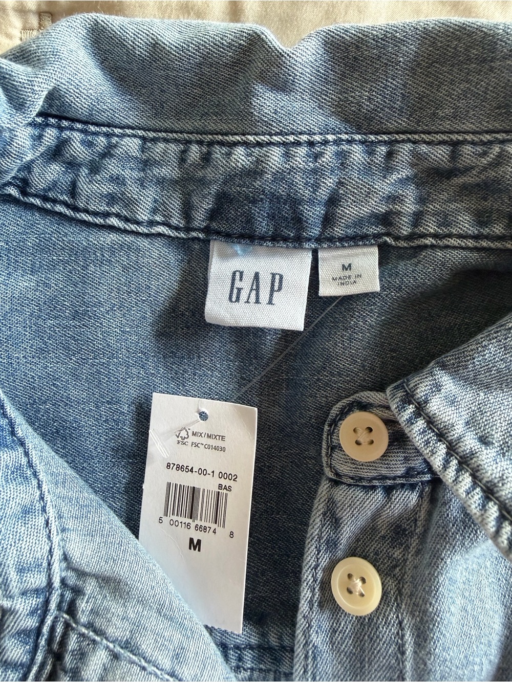 GAP Light Blue Denim Button-Up Top